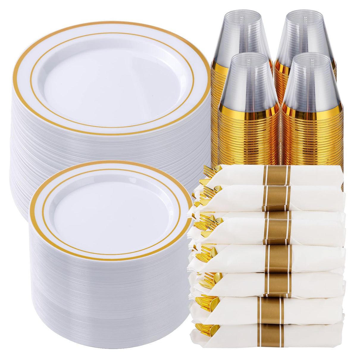 Goodluck 175 Piece Rose Gold Plastic Dinnerware Set for 25 Guests