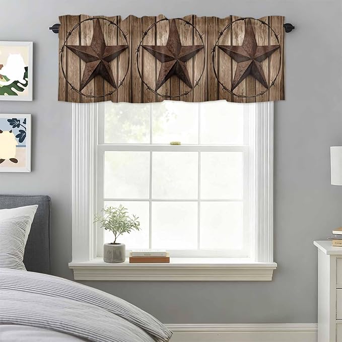 Vintage Texas Star Valances for Windows, 1 Panel