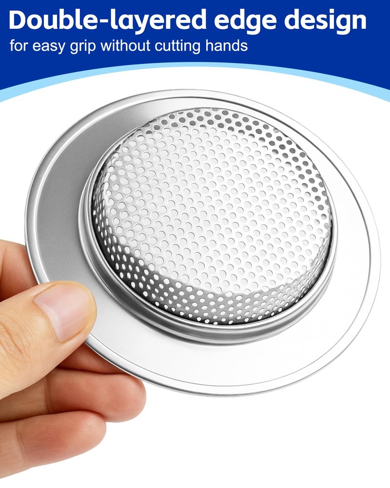 HMTIY 4-Pack Kitchen Sink Drain Strainer, Sturdy Stainless Steel, for Most Kitchen Sink, Effectively Catches Food Particles to Keep Drain Cleanliness, Ease of Cleaning, Outer Diameter 4.5 Inch