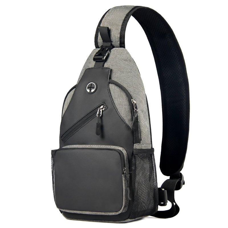 Javolto Sling Bag Cross Body Backpack Chest Bag Travel Hiking Daypack (Black Grey)