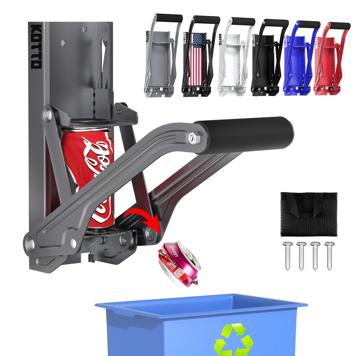 Kotto Can Crusher Wall Mounted Can Crushers for Recycling 8-16oz Cans