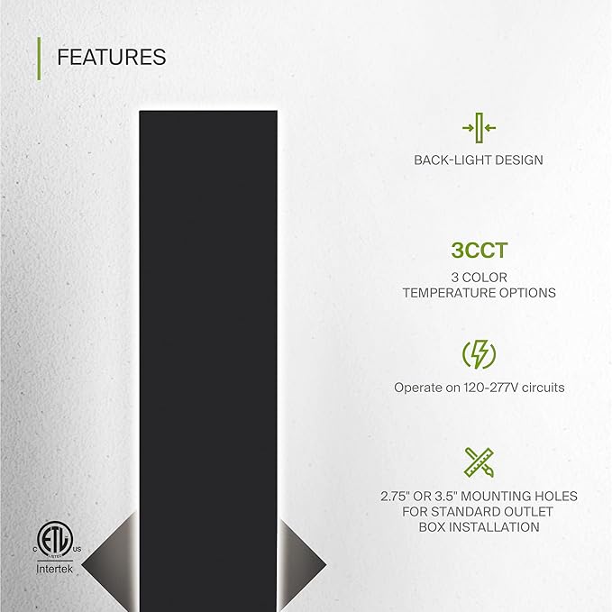 ASD LED 72" Long Wall Mount Light Fixture, Outdoor & Indoor Linear Sconce | 3CCT, Dimmable, Waterproof, Anti-Rust, ETL Listed | 40W 2400LM 3000-5000K 100-277V | Exterior Porch Lighting | Black, 2 Pack
