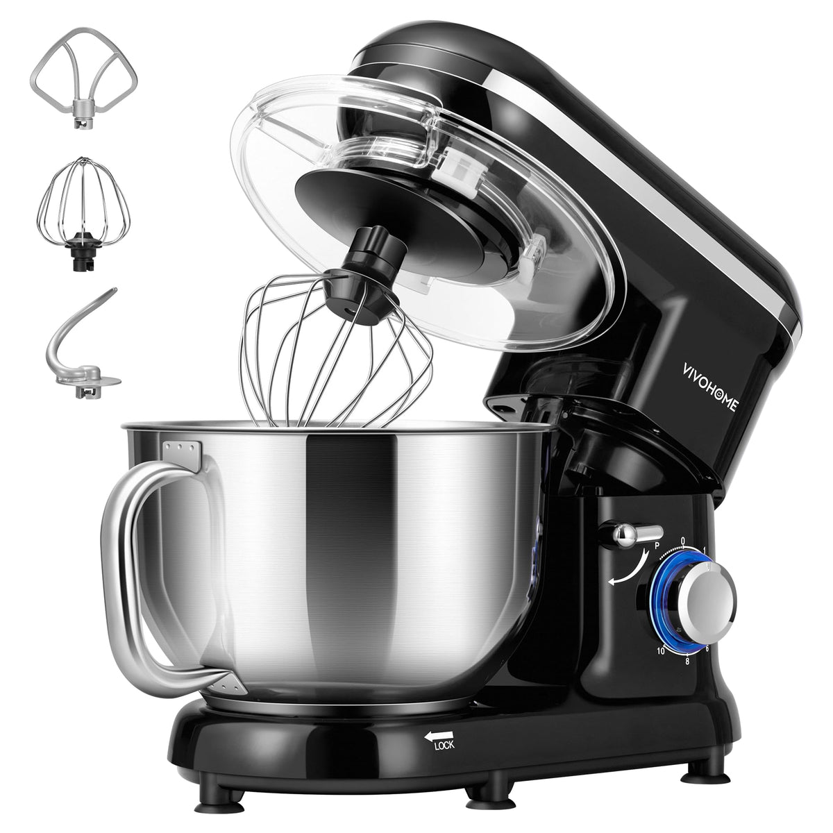 VIVOHOME Stand Mixer, 6-Quart Tilt-Head Kitchen Mixer with Bowl, Pink