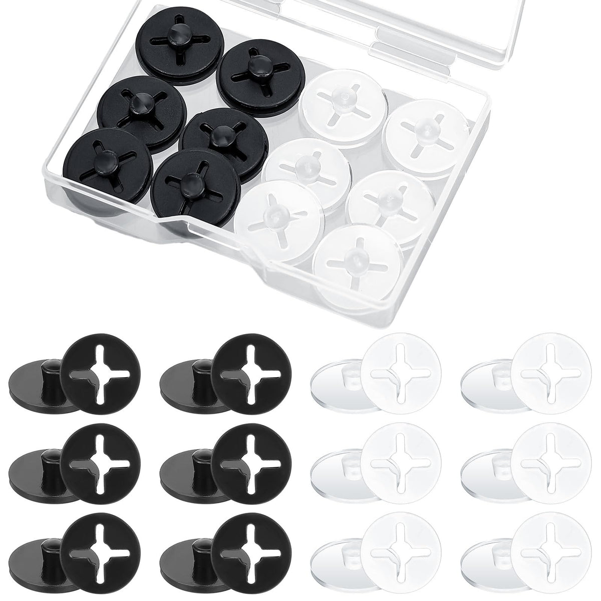 Wavwavw 12 Pcs Running Bib Clips Race Number Buckle Fixing System Triathlon Race Bib Holder Running Fixing Clips Field Events Fastener Holder for Runners Marathon Skating(Clear and Black)