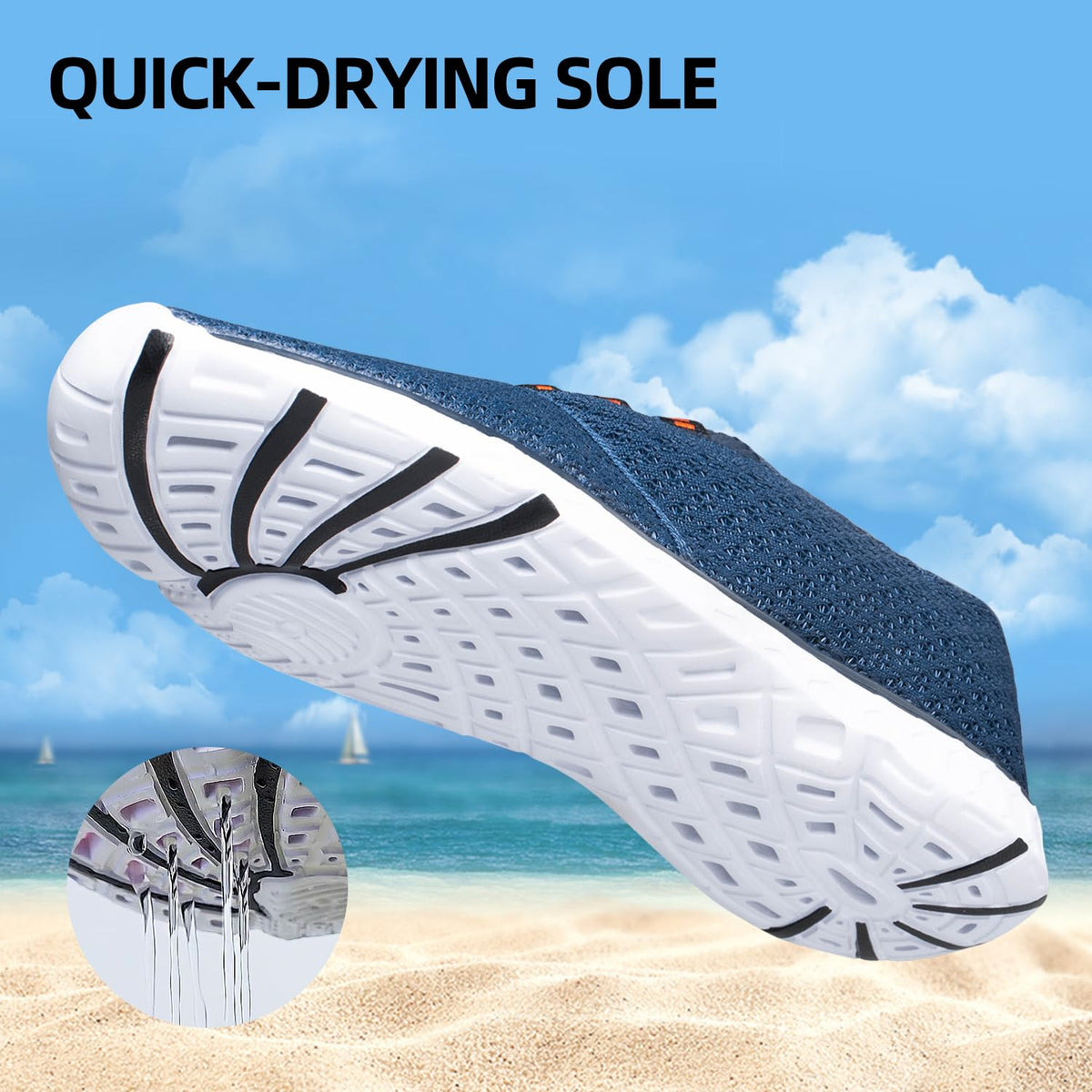 DOUSSPRT Women's Water Shoes Quick Dry for Beach Swim Pool Fishing Blue