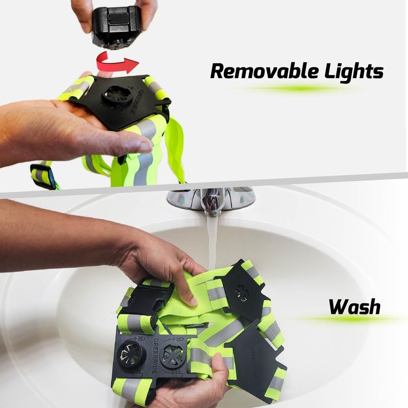 GREERRIDE Running Light Vest - Lighted Vest for Night Walking with Removable Rechargeable LEDs, Reflective Safety Gear for Men and Women to Provide High Visibility, Gift for Runners and Bikers