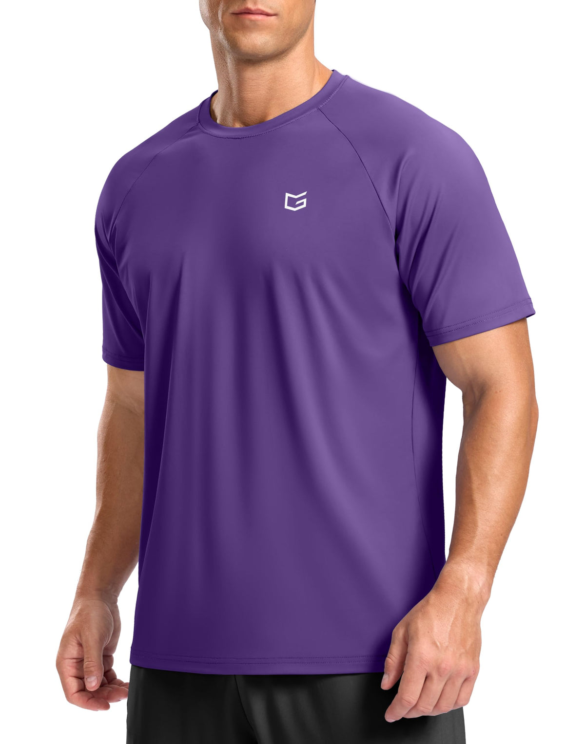 Men's Athletic Workout T-Shirts Moisture Wicking Cooling Running Shirts Short Sleeve Performance Tee for Gym Tennis(Purple,3XL)