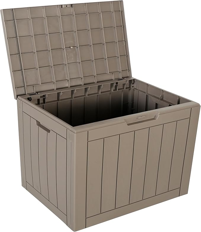 BTEXPERT Set of 5, Indoor Outdoor Storage Box, 30 Gallon Resin Deck Container for Package Delivery Patio Furniture Cushions Garden Tools Pool Sports Equipment UV Resistant Waterproof Lockable