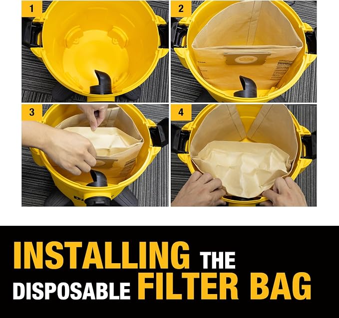 DEWALT DXVA19-4104 Dust Filter Bags, High Efficiency Replacement Bags