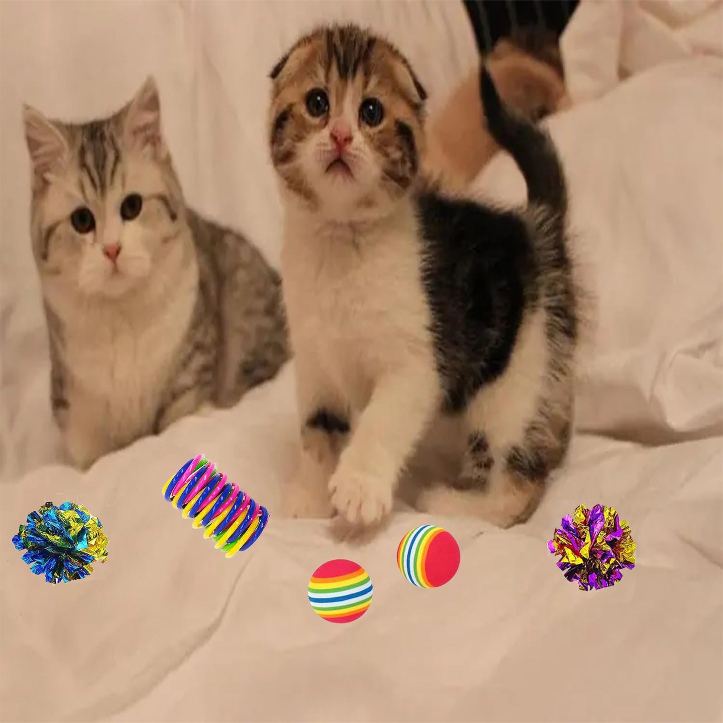 KITCHSTAR 46 PCS Cat Toys for Indoor Cats, Kitten Toys with Cat Spring Toy, Mint Catnip with Crinkle Mouse Ball for Indoor Cats Kittens Exercise