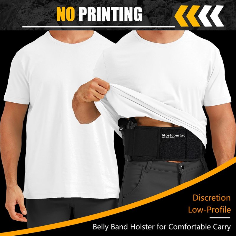 Mostcomtac Belly Band Holster for Men & Women - Comfortable Carry Gun Holster for 9MM and 380 with Breathable Neoprene, Fits Glock 19 17 42 43 43x, Taurus, Ruger LCP, S&W M&P Shield for Most Handguns
