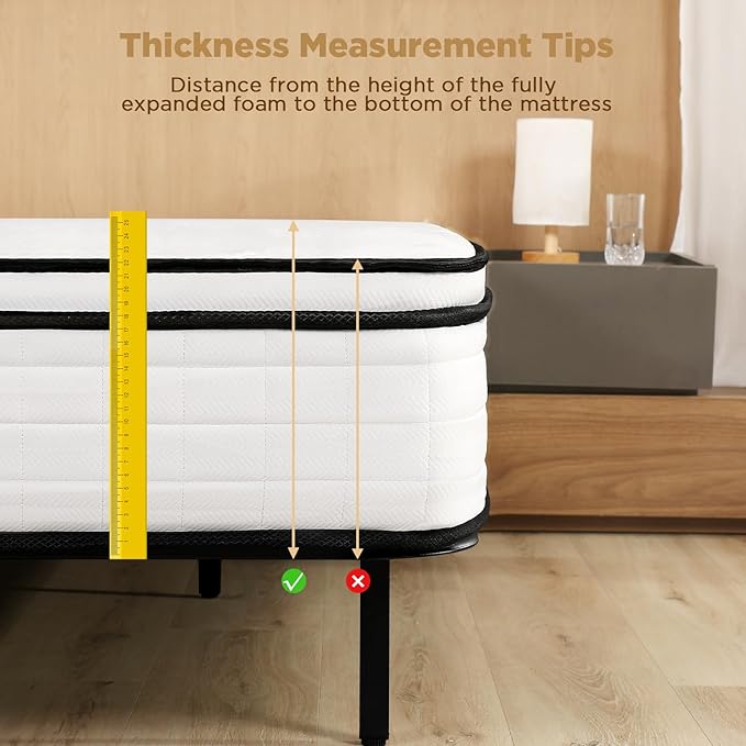 Hybrid Full Size Mattress, 12 Inch-Medium Firm Feel, Mattress in a Box, Individual Pocketed Springs for Motion Isolation, Cooling & Soft Fabric, Pressure & Back Pain Relief, Strong Edge Support