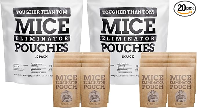 All-Natural Mice Repellent Pouches – Harmless Peppermint Essential Oil Mouse Deterrent - Keep Mice Out of Your Home and Your Family Safe - by Tougher Than Tom