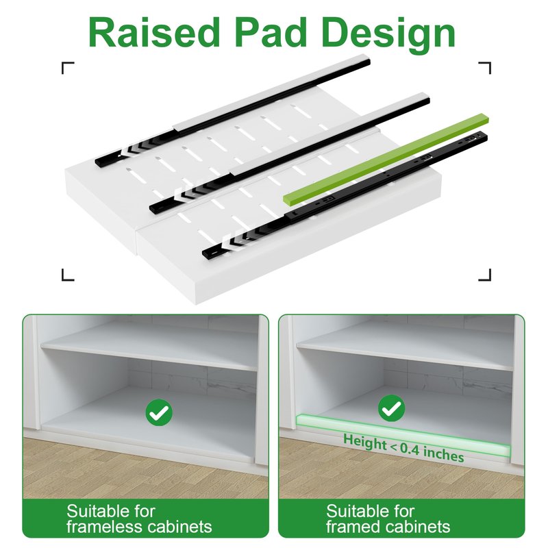 PAKETA 4 Pack Expandable Pull Out Cabinet Organizer, 21'' Deep Pull Out Drawers for Cabinet, Upgrade 3 Slide Rails Sliding Drawers for Cabinets with Adhesive Nano Film (White, 21"D X 9-14"W)