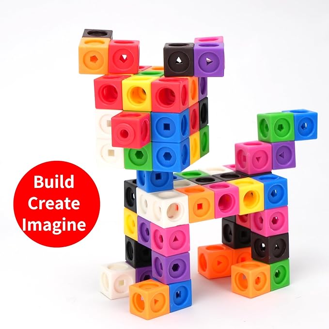 BenBen 100 pcs Math Cubes, 15 Activity Cards, Number Counting Blocks, STEM Educational Toy Gift, Homeschool Preschool Kindergarden Math Learning Supplies for Kids Ages 3-8