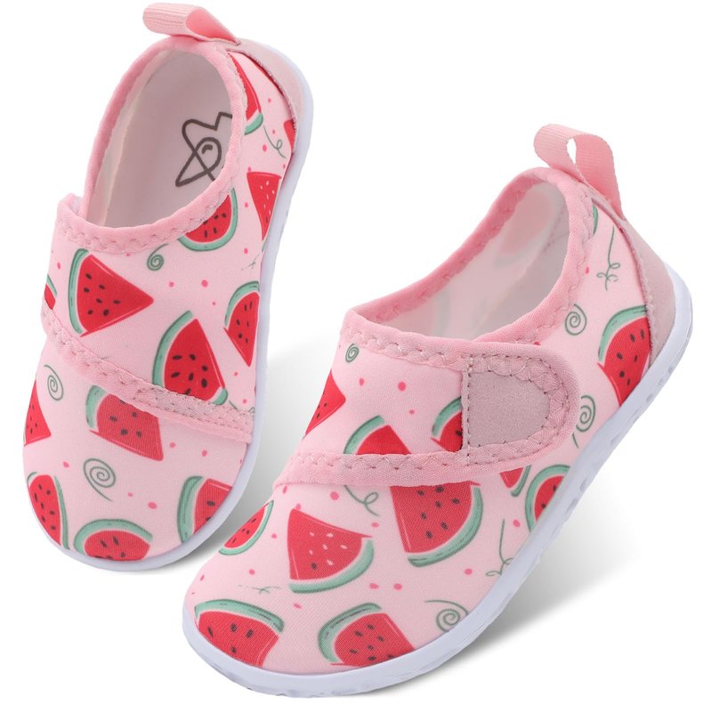LeIsfIt Kids Water Shoes Toddler Girls Boys Swim Shoes Outdoor Quick-Dry Breathable Aqua Socks for Beach Pool Surf, Watermelon, 12 Little Kid