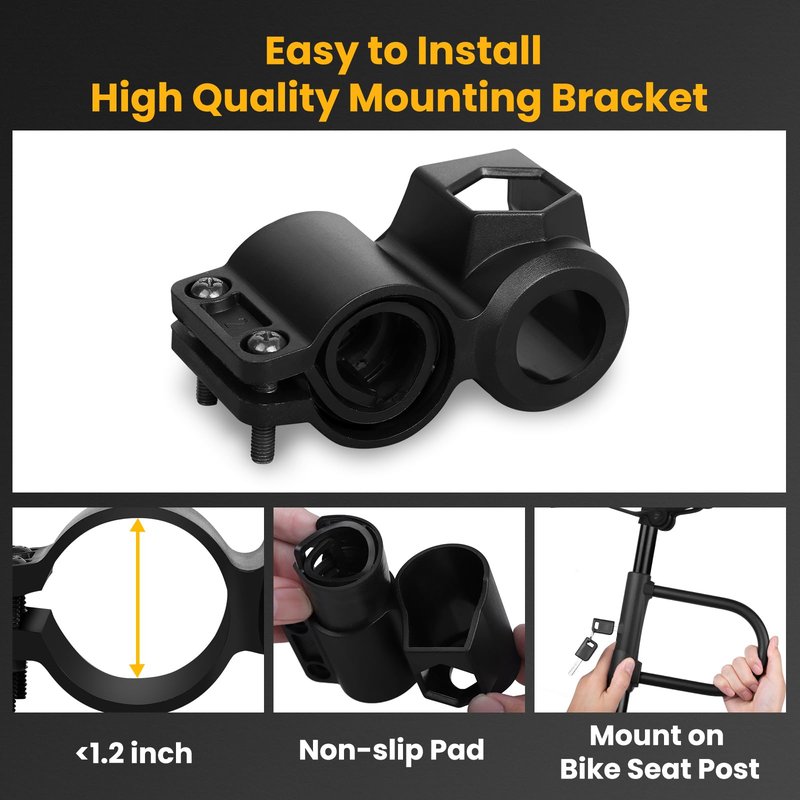 NDakter Bike Locks, 17mm Heavy Duty Anti Theft, Bike U Lock with 4FT Chain and Bracket, Electric Bicycle Lock for Scooter, 3 Keys Motorcycle Wheel Lock for Ebike, Moped, Tricycle