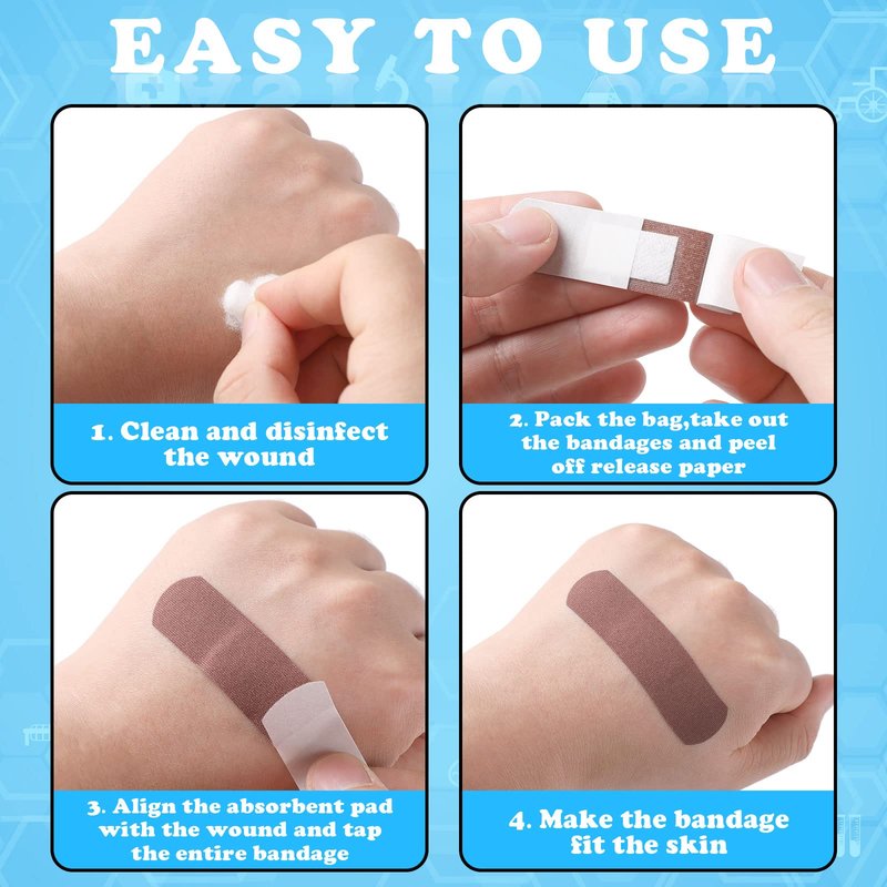 Yinder 300 Pcs Skin Tone Bandages Shade Flexible Fabric Adhesive Bandages Pack for First Aid Protect Cuts Scrapes Scratches, 2 Sizes(Colorful)