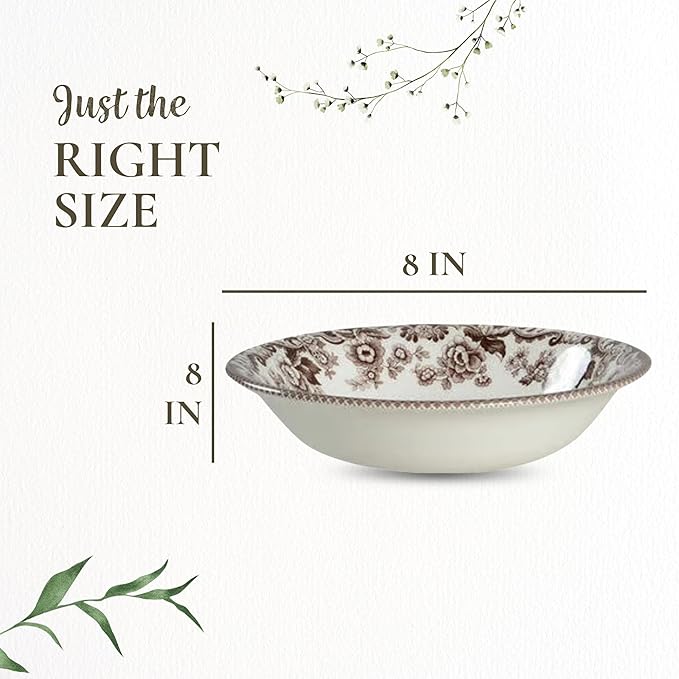 Spode Woodland Majestic Moose Ascot Cereal Bowl - 8 Inch Fine Earthenware Dish, Dishwasher & Microwave Safe, Winter Lodge & Holiday Dining Bowl - Made in England, Warm Oven to 225°