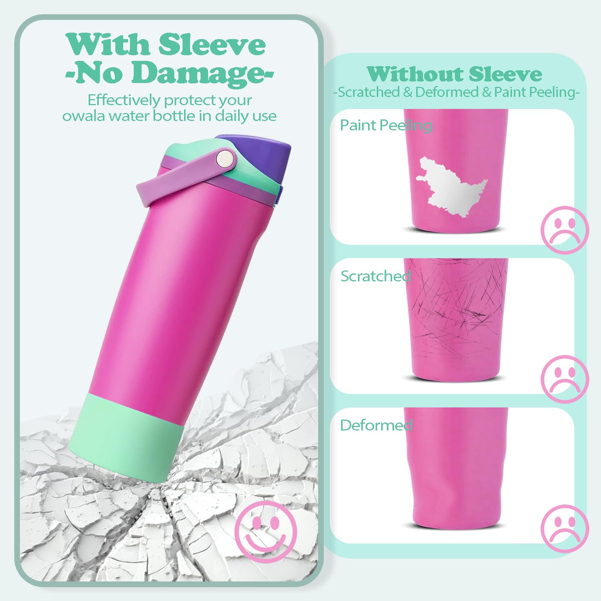Kaitiaki 2PCS Silicone Boots for Owala 30oz & 40oz FreeSip Sway Bottles & Tumblers – Non-Slip, Scratch-Resistant, Stability Enhancer for Owala Accessories (Shocking Grape)