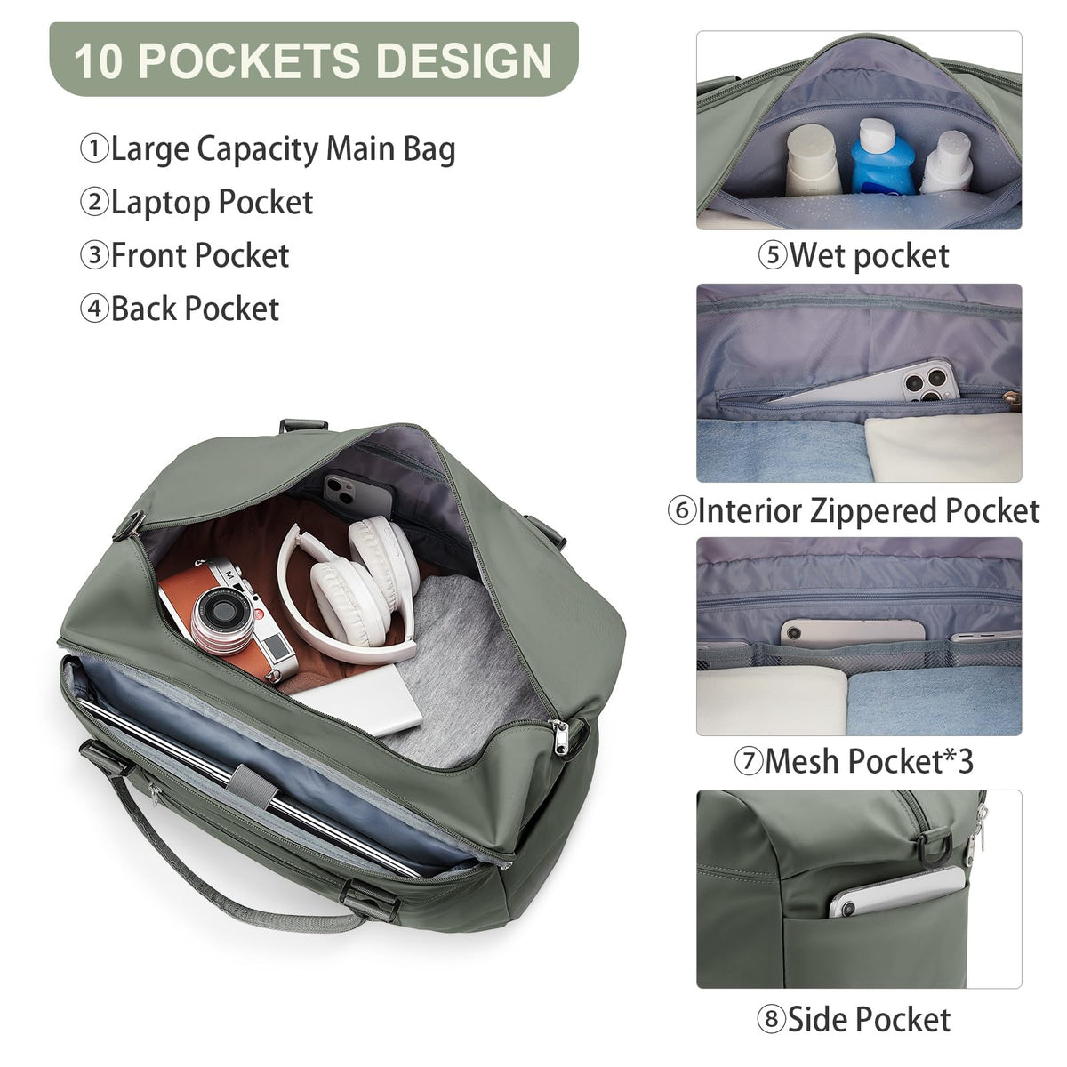 Travel Duffel Bag, Carry-on Overnight Weekender Bags for Women