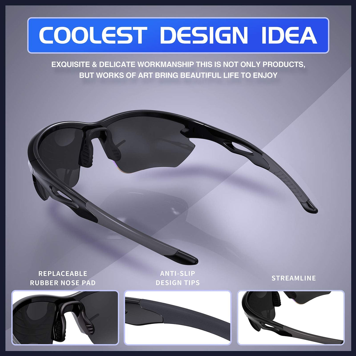 DEAFRAIN Polarized Sports Sunglasses for Men Women Cycling Running Fishing Driving Baseball Athletic Glasses UV Protection
