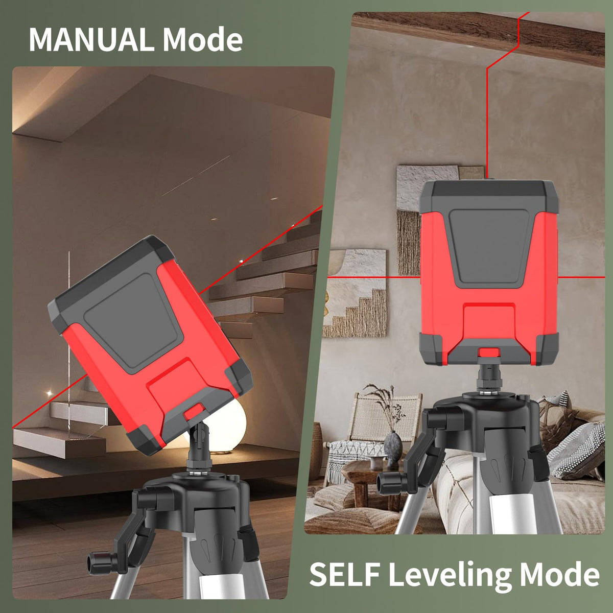 Laser Level Self-leveling Red Cross laser tool with vertical and horizontal lines,360 degree rotation self-leveling mode&IP54 waterproof for Picture Hanging Indoor & Outdoor