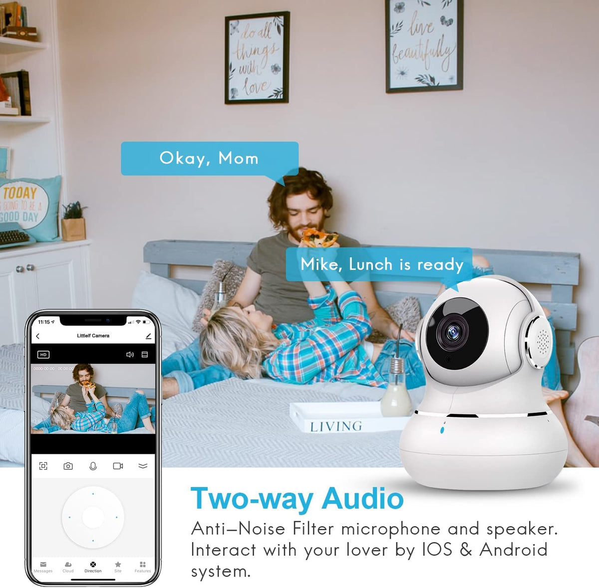 litokam Indoor Security Camera 4 Pack, 360° WiFi Cameras for Home Security, 2K Baby Monitor with Night Vision, Pet Nanny Cam with Motion Detection, 2-Way Audio