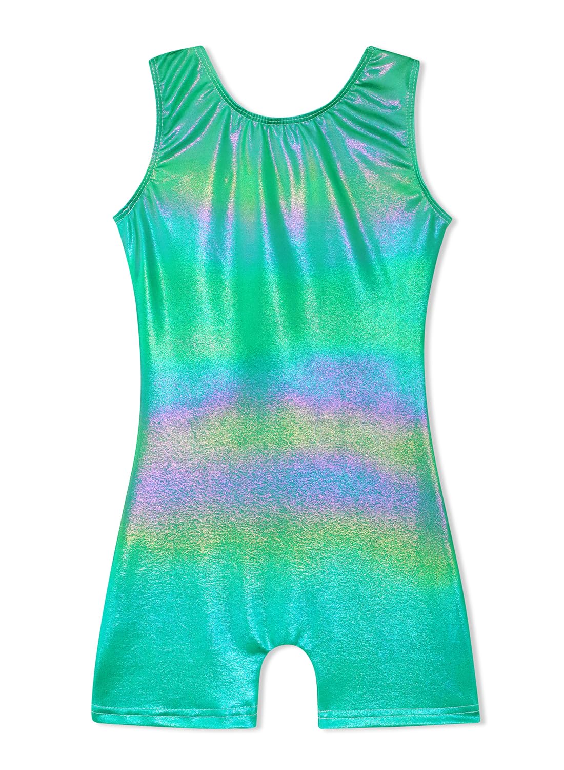HOZIY Gymnastics Leotards with Shorts for Girls 4t 5t Toddlers Little Girl Biketards Unitards Dance Outfits Solid Colors Green Sparkly Colorful