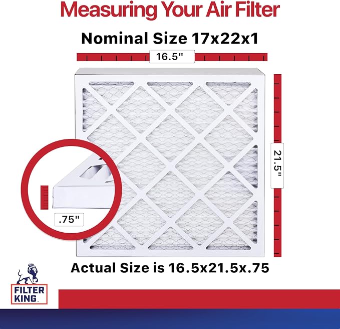 Filter King 17x22x1 Air Filter | 6-PACK | MERV 11 HVAC Pleated A/C Furnace
