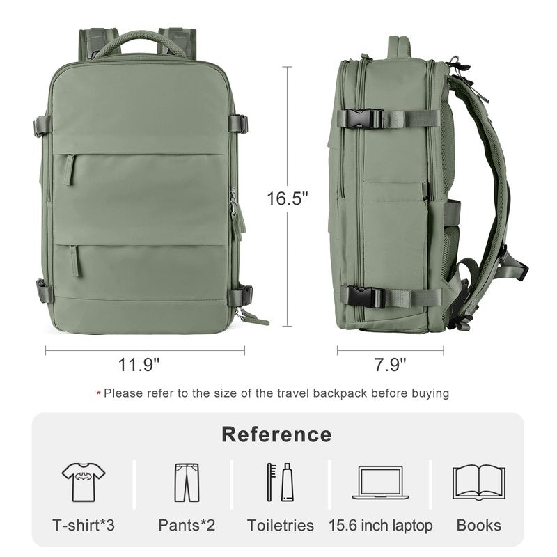 coofay Travel Backpack For Women Men Airline Approved Carry On Backpack Flight Approved Waterproof Sports Luggage Backpack Casual Daypack Small Hiking Backpack Grey Green