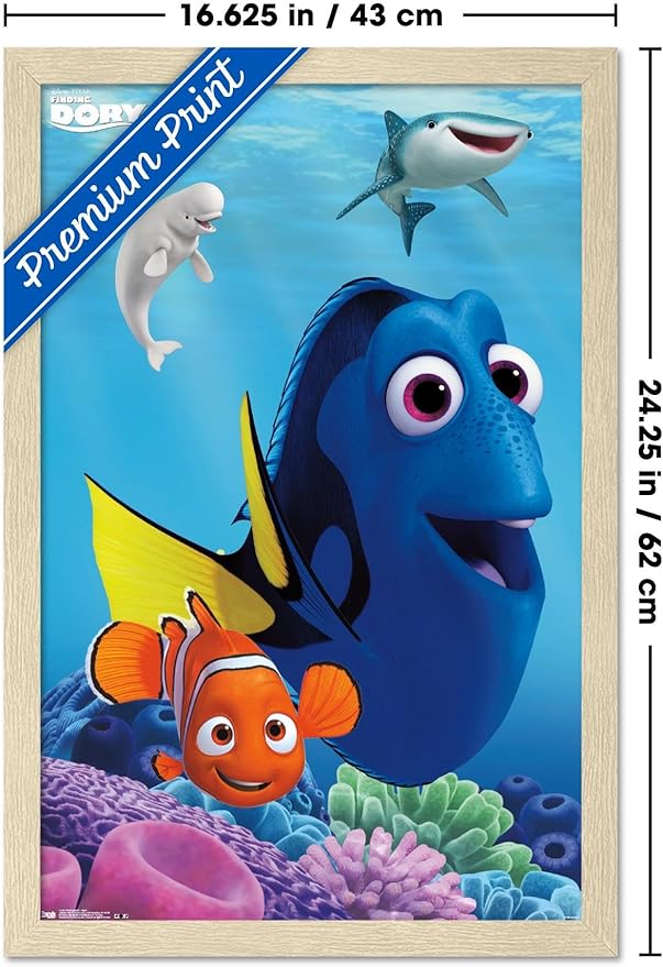 Trends International Disney Pixar Finding Dory - Dory Wall Poster, 22.4L x 14.7W, Blonde Framed Version