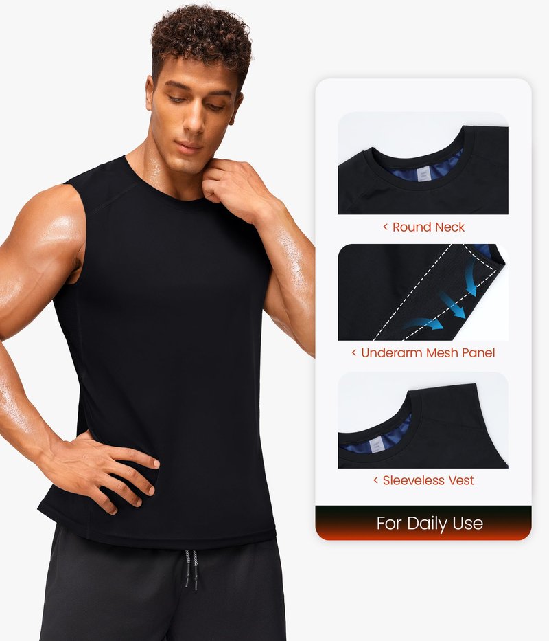 Junlan Sauna Shirt for Men - Waist Trainer Sweat Vest Gym Top for Gym Workout(Black,5X-Large)