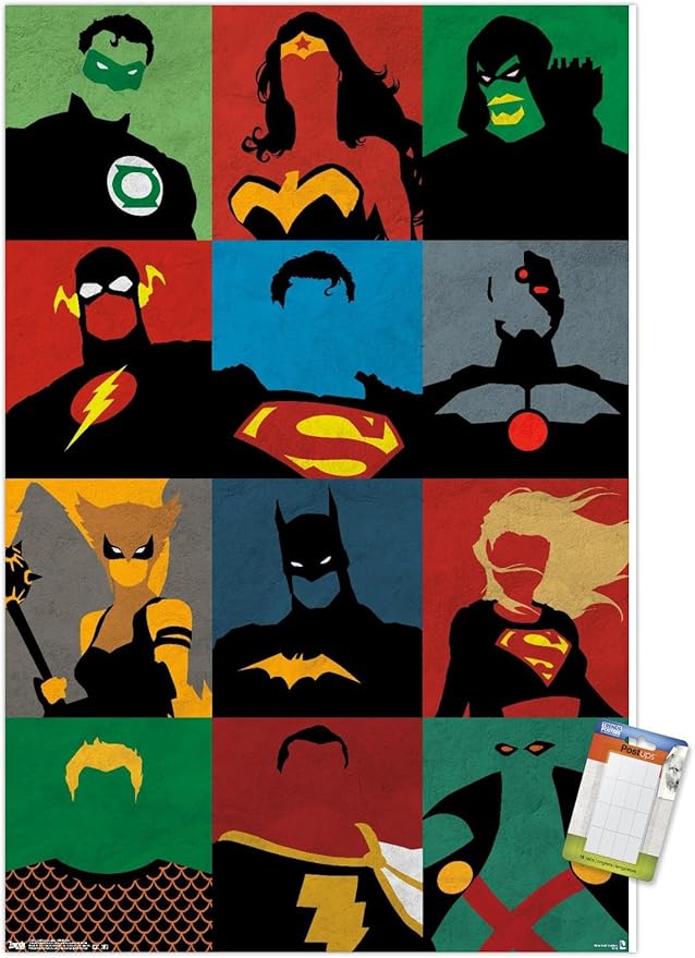 Trends International DC Comics - Justice League - Minimalist Wall Poster, 22.375" x 34", Premium Poster & Mount Bundle