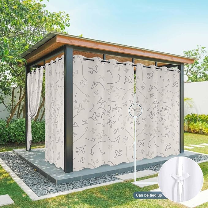 Abstract Airline Route Waterproof Outdoor Curtains