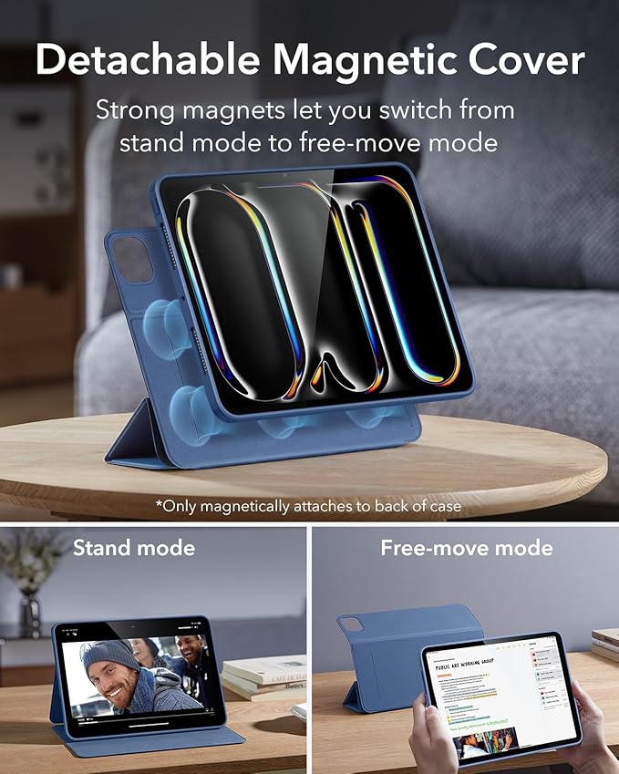 ESR for iPad Pro 13 Inch Case (M5/M4) 2025/2024, Removable Magnetic Cover, Vertical Stand, Fully Supports Pencil Pro and Pencil(USB-C), Rebound 360 Series, Dark Blue