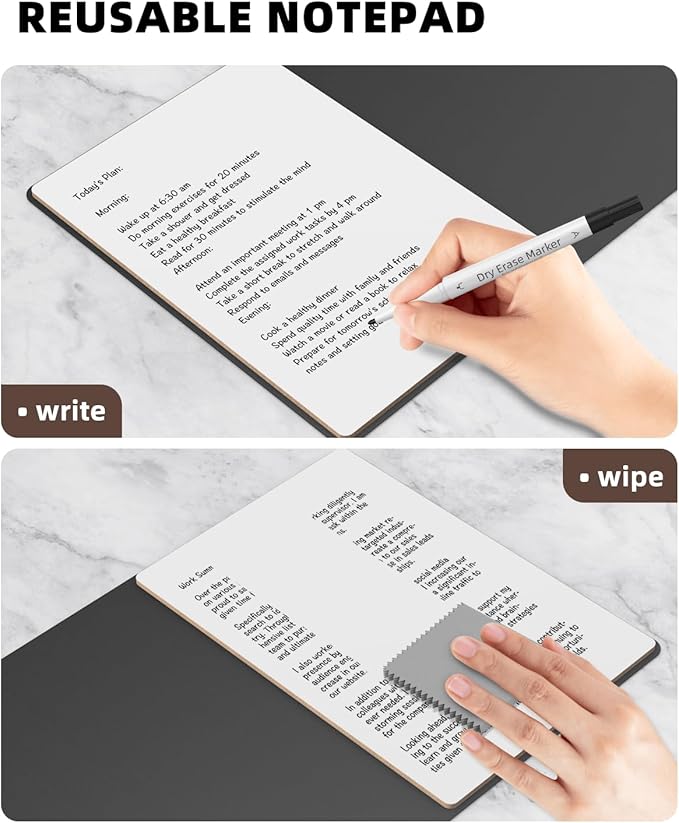 Small Dry Erase Board with Stand for Desk, Portable Reusable Desktop Notepad, 9.5 * 6.6in Memo White Board,Office Home Supplies Desk Accessories MH770 (Black)