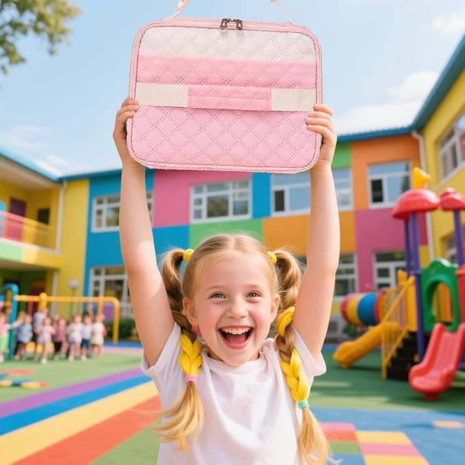 Pink Lunch Box Kids with Sandwich/Snack Bag for Girls Teens for School Insulated Lunch Bag Suitable for Bento Box Lunch Container Lonchera para niñas