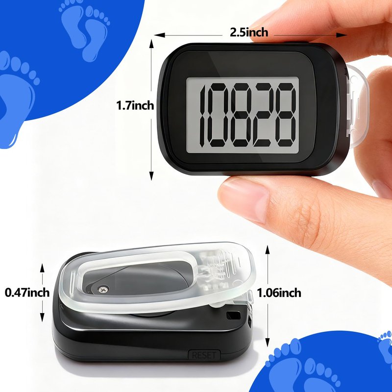 4 Pack Pedometer for Walking, Simple Step Counter 3D Pedometer with Removable Clip and Lanyard, Step Tracker with Large Digital Display, Accurate Step Tracking for Men Women Kids