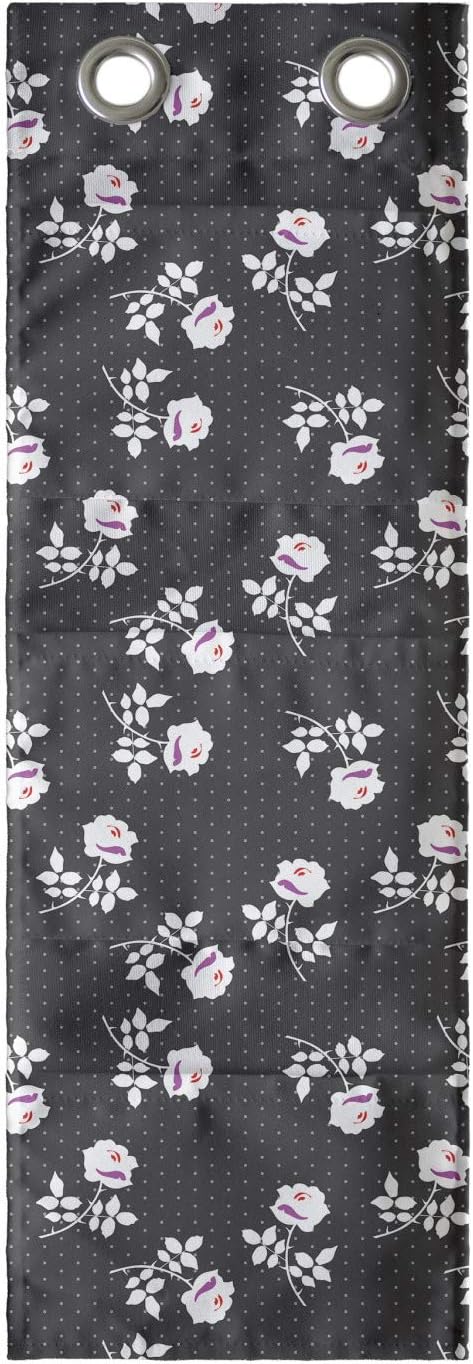 Ambesonne Floral Hanging Pocket Organizer, Flower Silhouettes on a Background of Mini Polka Dots, Printed Polyester Storage Bag with Pockets, 9" x 27", Dark Taupe Grey Fuchsia