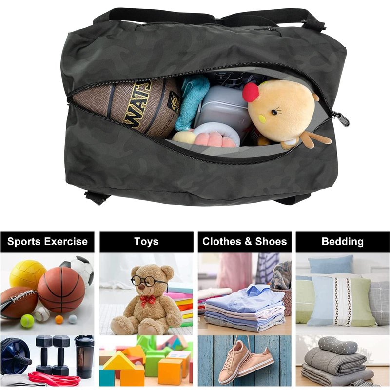 HOLYLUCK Foldable Travel Duffel Bag For Women & Men Luggage Great for Gym (midnight camo)