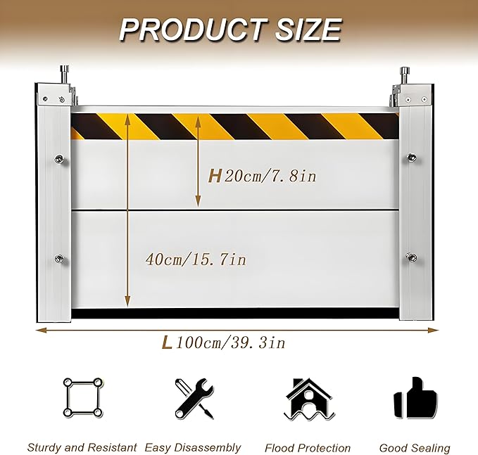 Flood Barriers for Home Exterior - Aluminum Alloy Outdoor Garage Doors Water Barriers for Flooding,H15.7 Inch/L5.5FT
