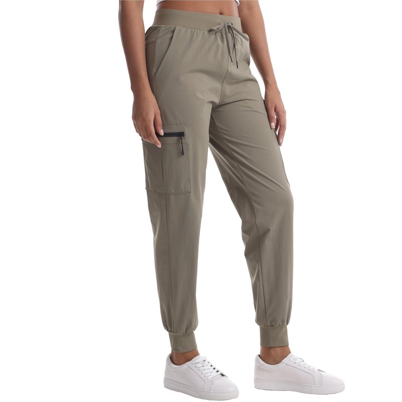 Women's Lightweight Cargo Joggers - Quick-Dry Hiking Pants with 5 Pockets for Workout Travel Casual Camping(Khaki M)