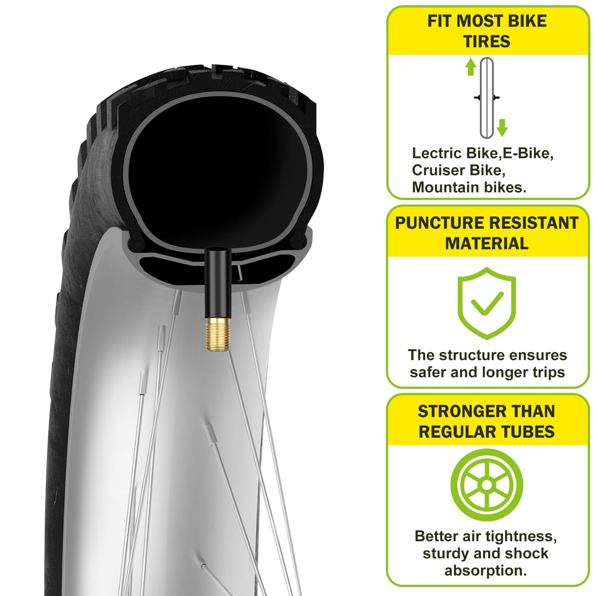 Hydencamm 2 Pack 22 Inch Inner Tube Fit 1.75/1.95/2.125 with 32mm Schrader Valve, 22×1.75/2.125 with 2PCS Levers, 22” Bicycle Inner Tube Compatible with Kids/Road Bikes (2 of One Size)