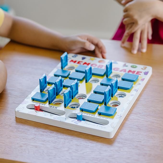 Melissa & Doug Flip to Win Travel Memory Game - Wooden Game Board, 7 Double-Sided Cards Road Trip Essentials for Kids, Hangman for Kids, Memory Toy for Toddlers and 5+
