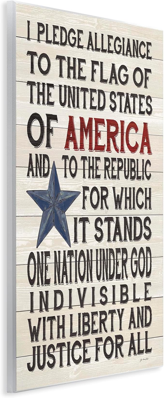 Stupell Industries Pledge of Allegiance Stars and Stripes Americana Rustic Wood Look Sign Wall Plaque, 10 x 15, Multi-Color