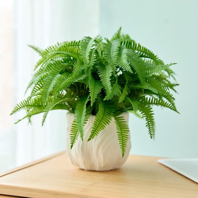 Artificial Potted Plant for Bathroom Shelf Decor, Small Faux Greenery with Cement Pot, Compact Fake Indoor Plant for Low Light Spaces, Home Décor