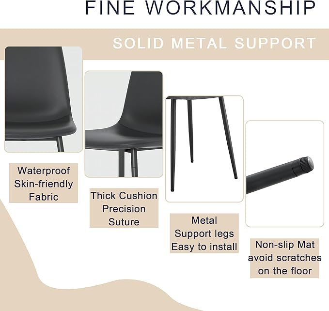 Dining Table Chairs Set for 4, Modern Rectangular Dining Room Table Set Upholstered Dining Chairs 55" Dinner Table Set for Kitchen (Grey Table & Black2 Chairs, 55 inch Table + 4 Chairs)