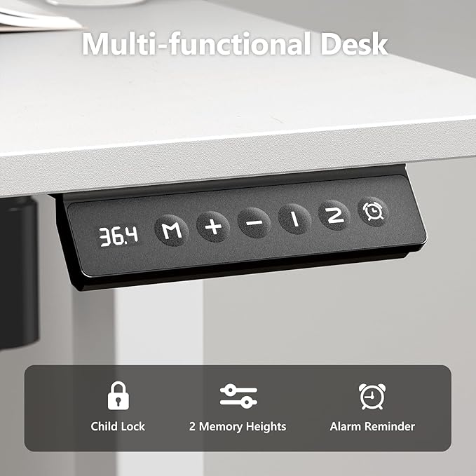 Electric Standing Desk 63 x 24 Inches, Height Adjustable Sit Stand Home Office Computer Desk with Memory Presets,White