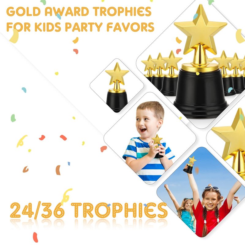 Jerify 24 Pcs Mini Star Trophy Awards Bulk 4.7 Inch Gold Trophy Awards Plastic Cup for Party Favors Soccer Football Winning Prize Competitions Carnival Rewards